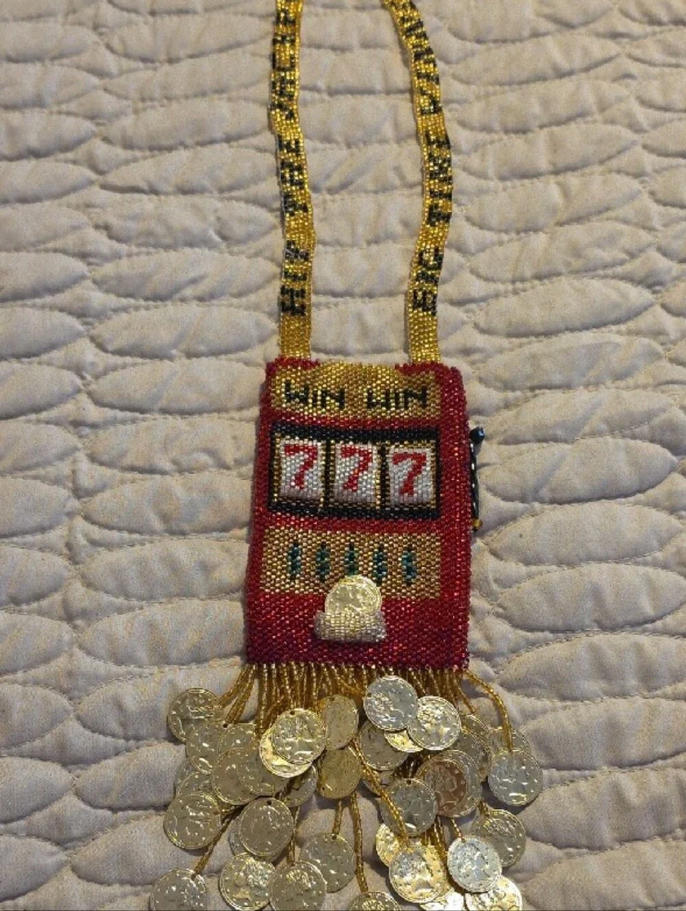 Beaded Multicolor Clutch Bag - Red, Gold, White Accent